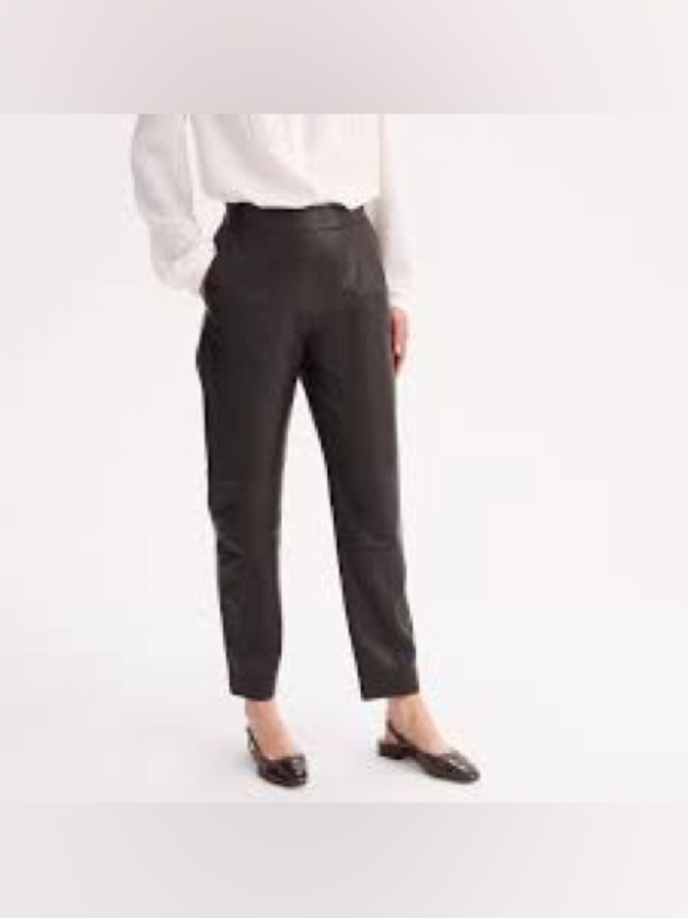 Danier Black Cropped Leather Tapered Pants